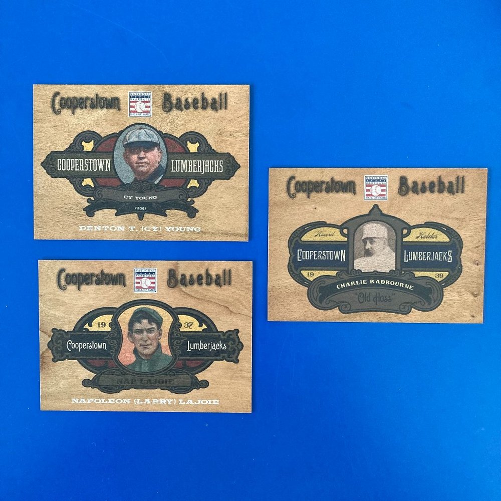 Panini, Cooperstown Lumberjacks Baseball Cards, Set of 3